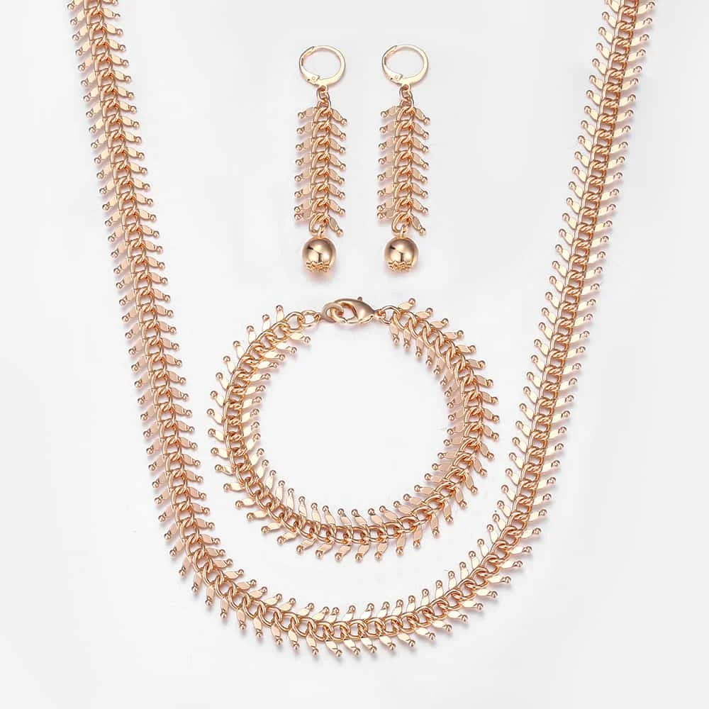 Davieslee набор украшений для женщин 585 розовое золото цвет цепочка ожерелье браслет