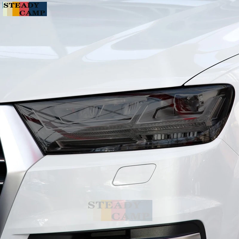 

2 Pcs Car Headlight Protective Film Smoked Black Tint Wrap Vinyl Transparent TPU Sticker For Audi Q7 SQ7 4M 2016-2019