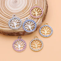 10pcs gold plated crystal tree of life charms pendants jewerly making bracelet women necklace earrings accessories findings diy