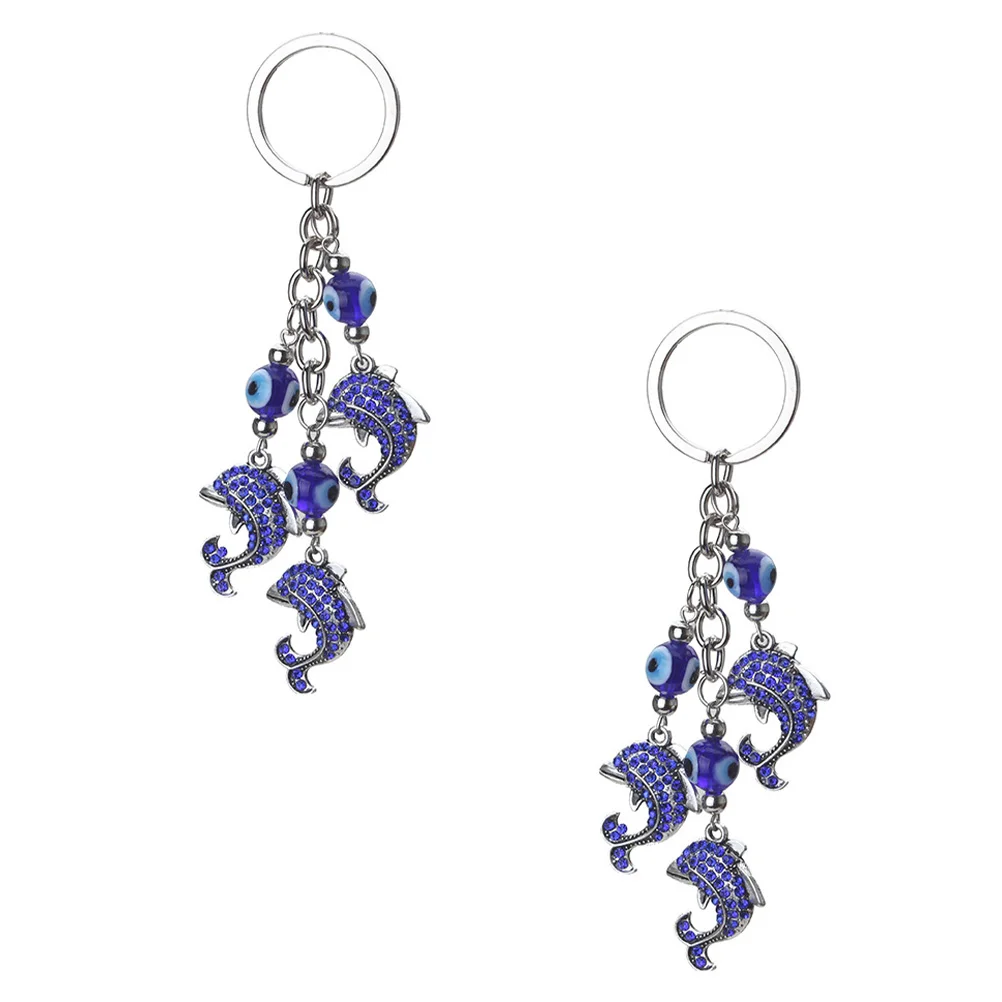 

2 Pcs Key Chain Blue Keychain Blue Eye Keychain Bags Turkish Eye Keyring Glass Hand Keychain