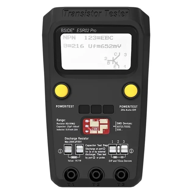 Многоцелевой тестер транзисторов ESR/SMD BSIDE ESR02pro