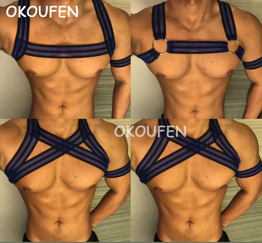 

Мужские костюмы для ночного клуба, певицы, DS, Gogo, мужские сексуальные полупрозрачные ремни синего цвета, сценические танцевальные принадлежности для мужчин