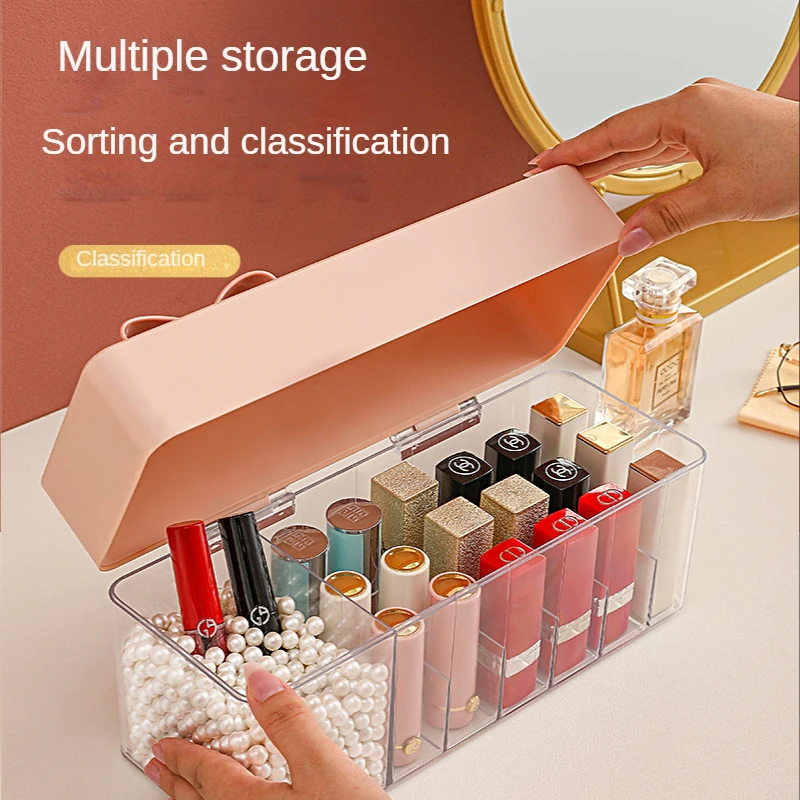 

Bedroom Cosmetics Storage Box Multi-layer Mesh Lipstick PP Material Dust-proof Transparent Cover Box Bathroom Supplies Sorting