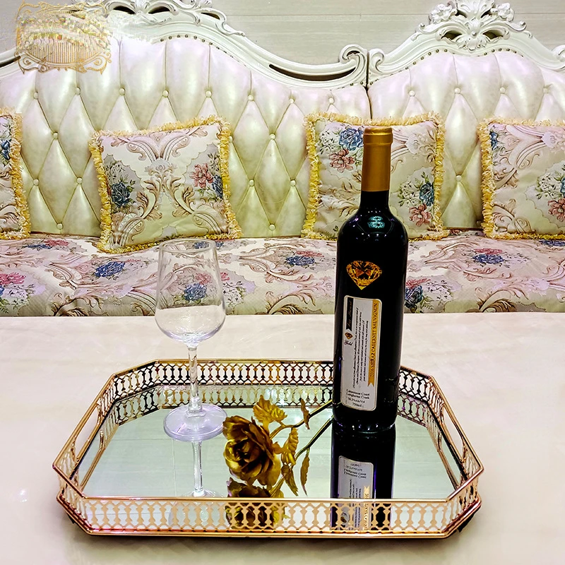 

Gold and Silver Jewelry and Cosmetics Storage Tray Cake Dessert Fruit Plate Sample Room Tea Table Tray