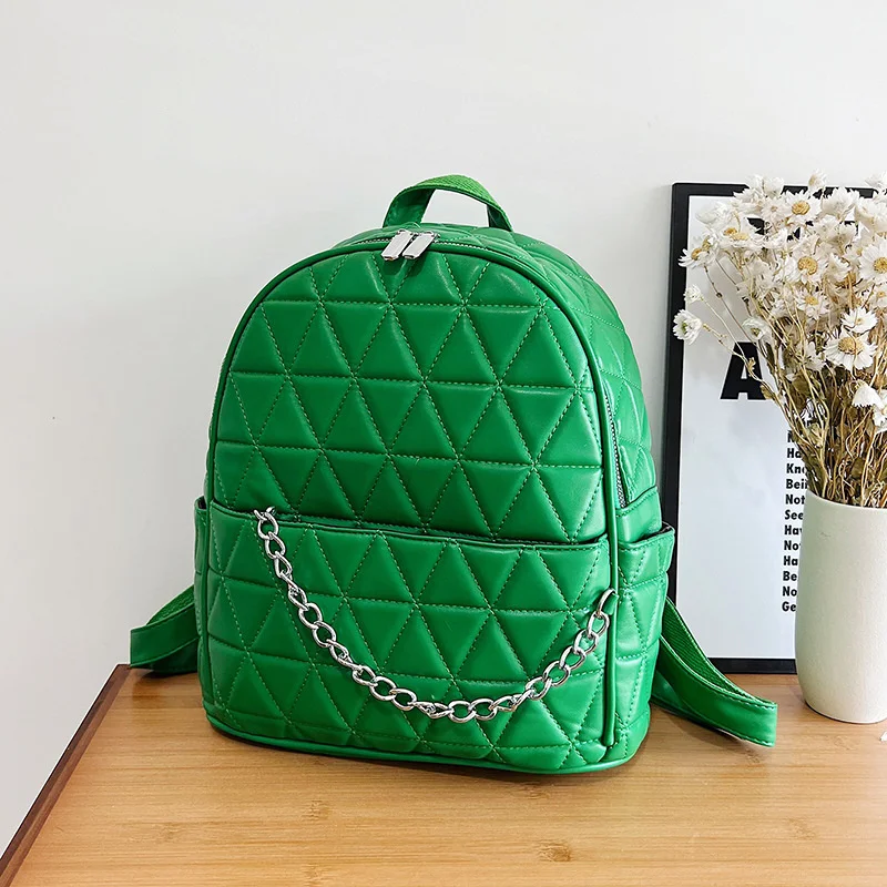 

Women's Campus School Bags Durable Waterproof Bags Leisure Travel Backpack Small Backpack Rhombic Lattice Embroidered Backpack