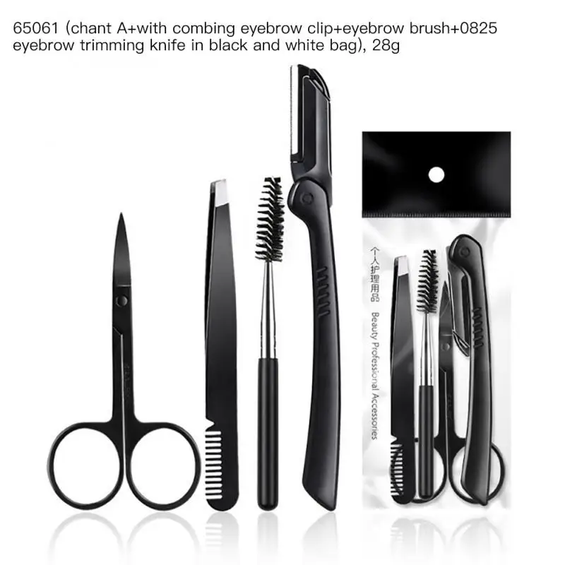 

1set Stainless Steel Elbow Eyebrow Pliers Clip Scissors Tweezers Straight Pointed Professional Eyebrow Plucking Makeup Tools