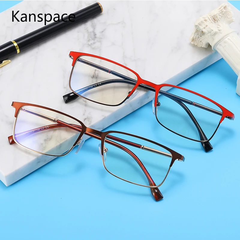 

Kanspace New Arrival Men Glasses Frames Myopia Prescription Business Square Eyeglasses Anti Blue Light Computer Eyewear 95901