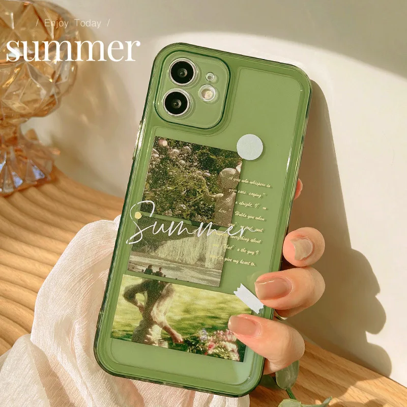 

New Literary Retro Mori Mobile Phone Case 11 Suitable For 12 Pro Max Green X Apple All-inclusive IPhone 13 Protective Case XR/8P