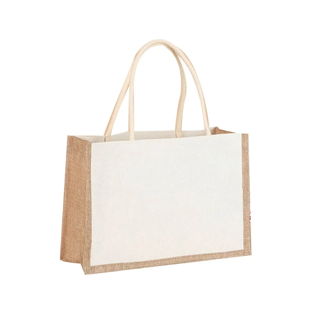 

Burlap Jute Tote Shopping Bag Reusable Grocery Wedding Birthday Gift Handle Bags