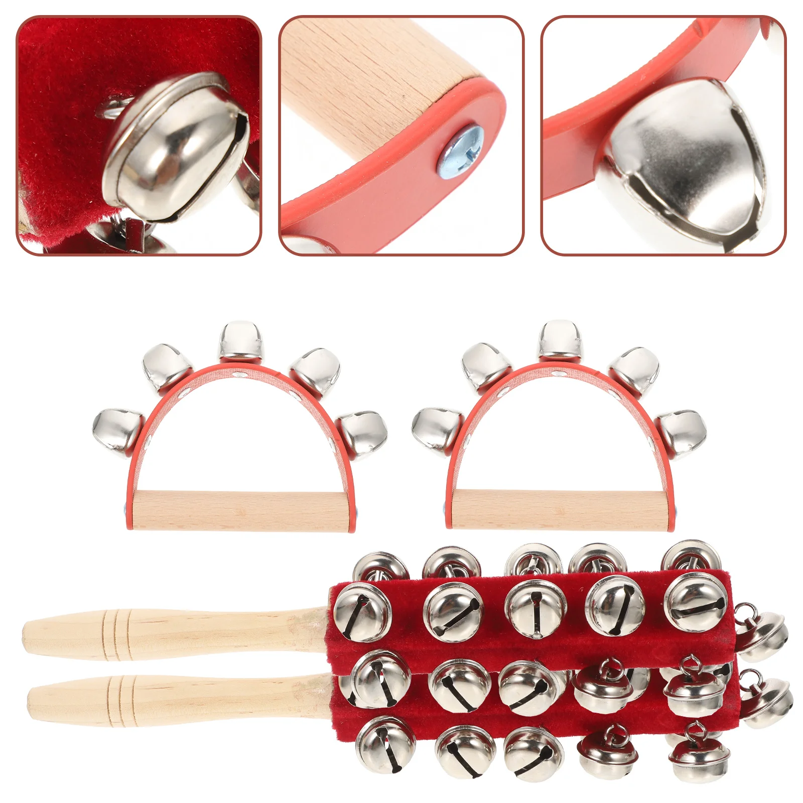 

Bell Hand Baby Handle Wooden Instrument Stickeducation Musical Giftshakers Early Jingle Bellsgifts