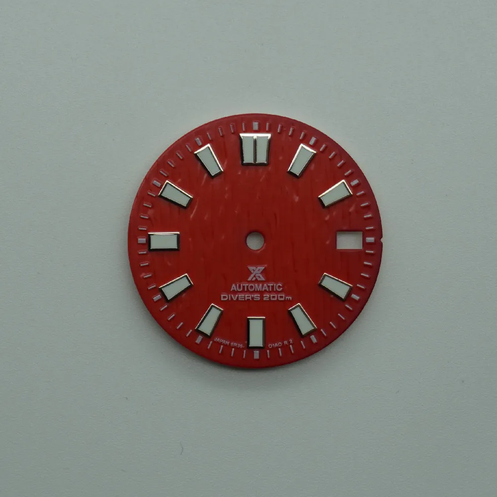 Watch accessories nh35 dial red yellow orange  wihte  blue black with green luminous for diver watches mod NH35/36 movement