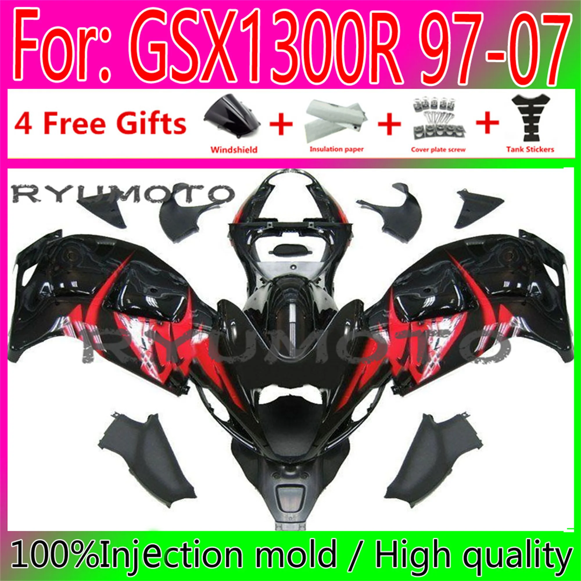 Фото Полный обтекатель мотоцикла HAYABUSA для Suzuki GSXR1300 03 04 05 06 07 GSX1300R 97 98 99 00 01 02, обтекатели кузова №1