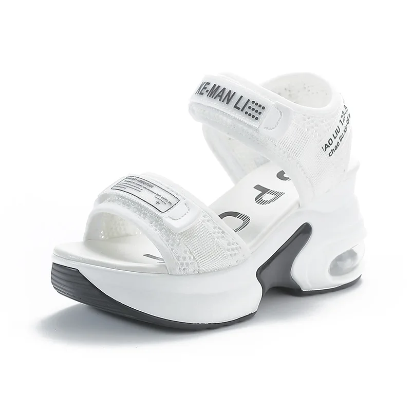 

8CM New Air Mesh Breathable New Women Sandals Comfy Shoes Fashion Summer Fish Toe Platform Wedge High Hidden Heels Ladies