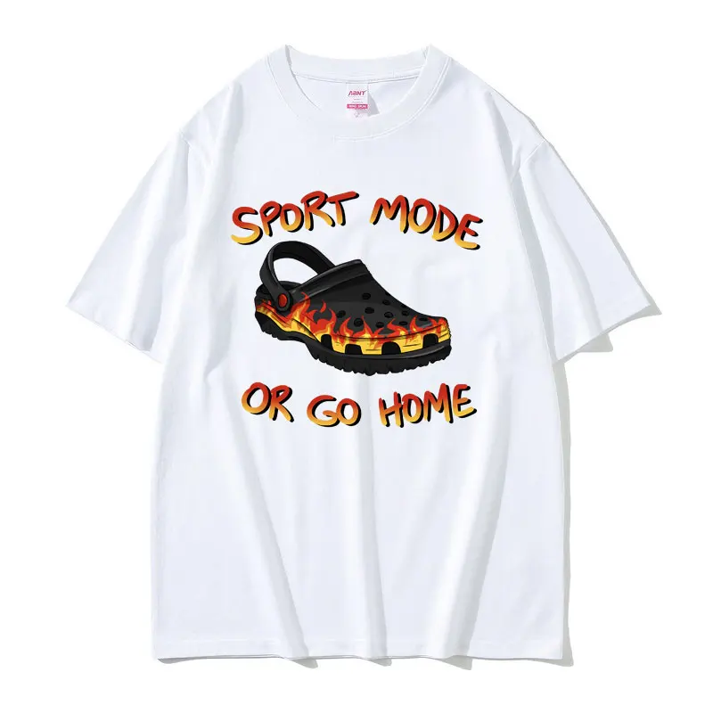 

Funny Sports Mode or Go Home Slipper Flame Graphic T-shirt Men Women Fashion Casual Loose T Shirts Short Sleeve Male Streetwear