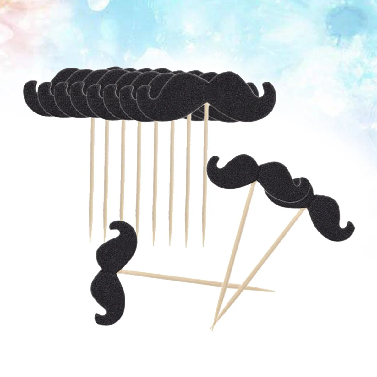 

40 Pcs Baby Product Moustache Dessert Ingredients Topper Wooden Baking Picks Baby Boy
