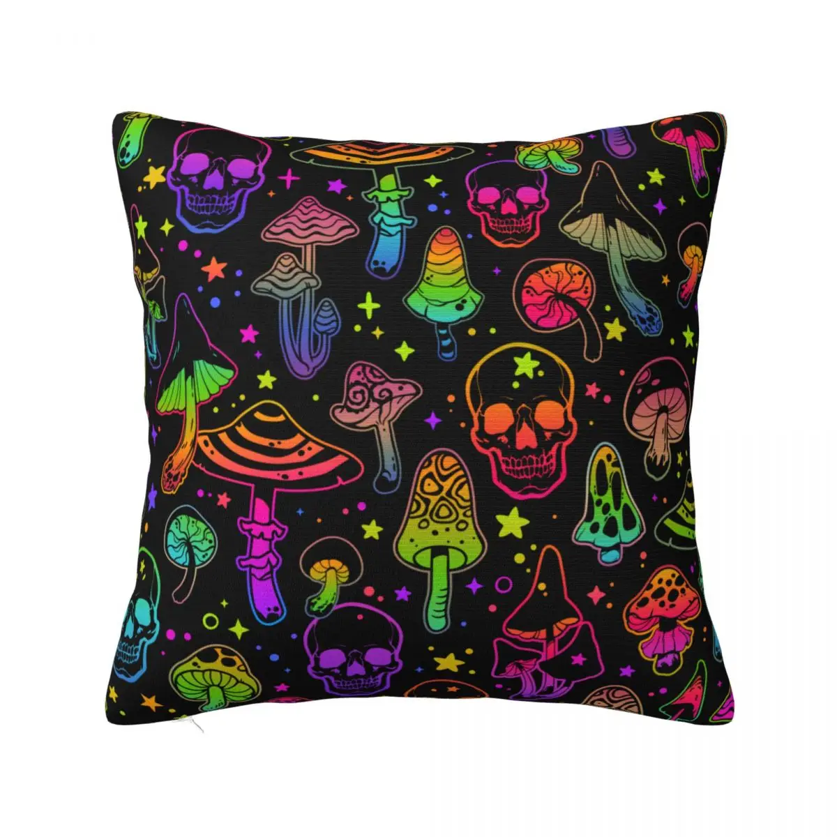 

Psychedelic Mushrooms Square Pillow Cases Skulls Cushion Cover Fashion Polyester Decorative Pillowcase for Home 40*40cm