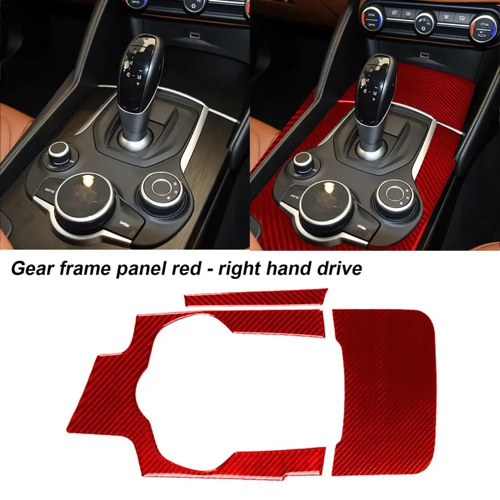 

3Pcs/Set Gear Shift Frame Sticker Carbon Fiber Red Gear Box Panel Trim Cover for Giulia 17-19 Right Drive