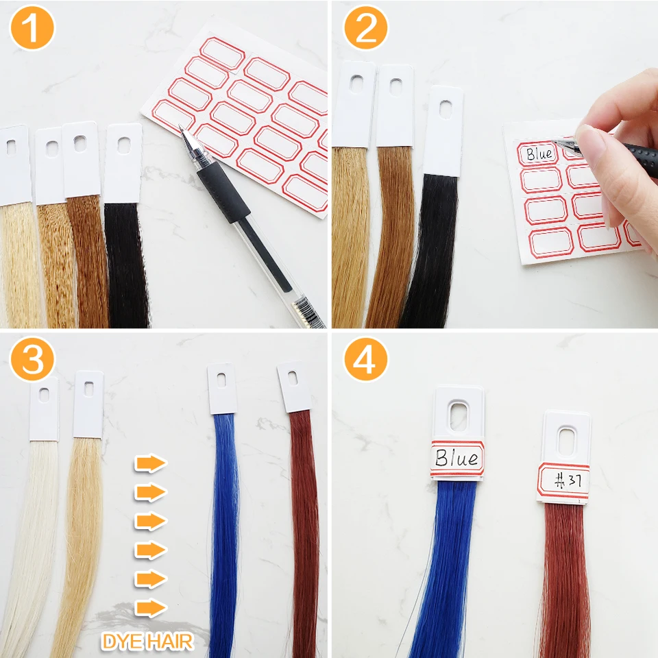 30pcs 20cm New Real Human Hair Color Rings Swatches For Human Hair Extensions Salon Tools Hair Dyeing Sample Chart Ring YOKAS