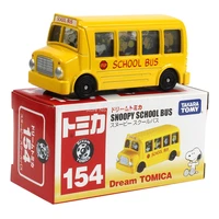 domeka alloy car model snoopy movable bus bus school bus decoration ornaments toy car kids educational toys for gifts
