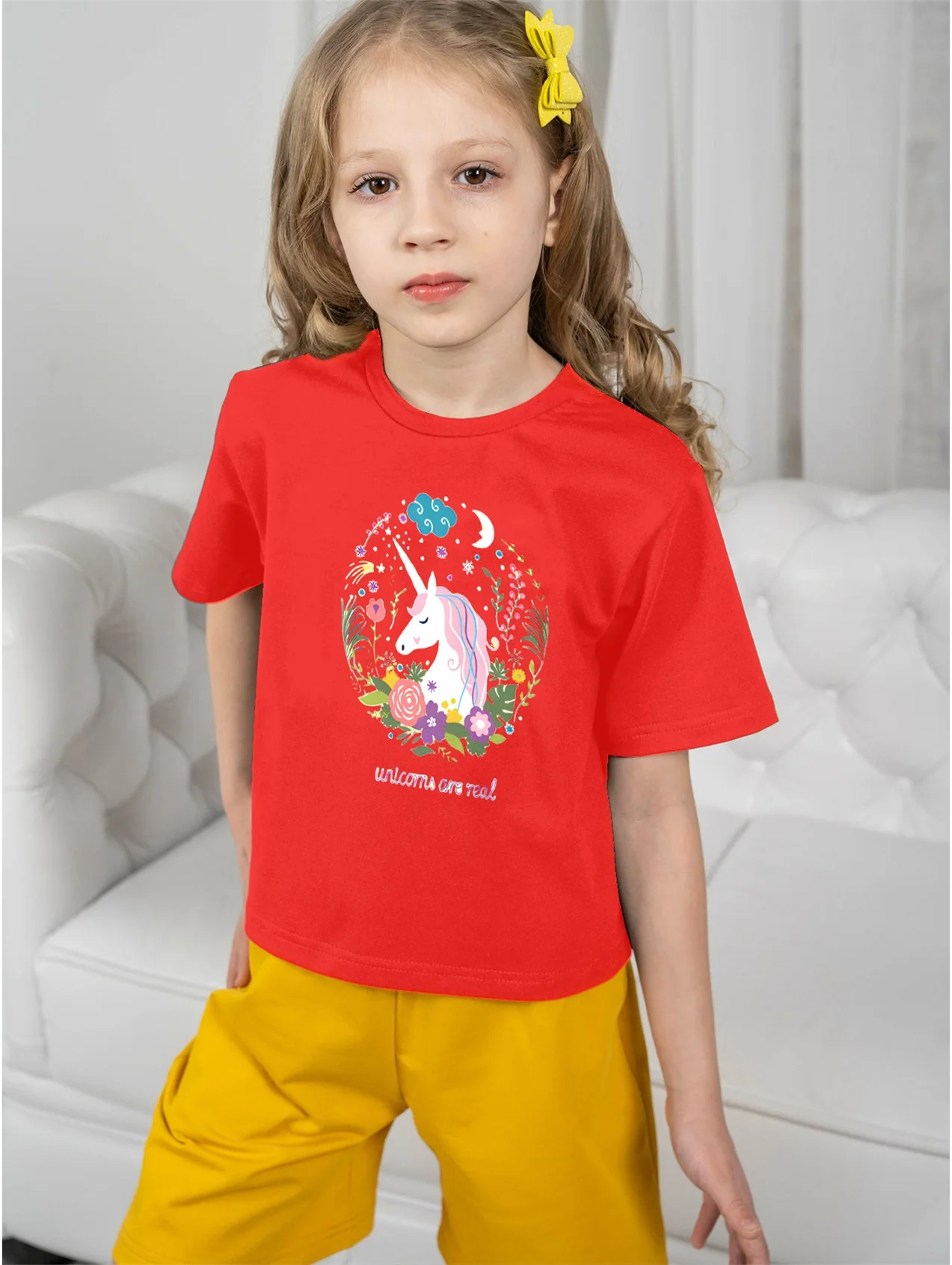 Детская футболка с коротким рукавом на возраст 5-14 лет