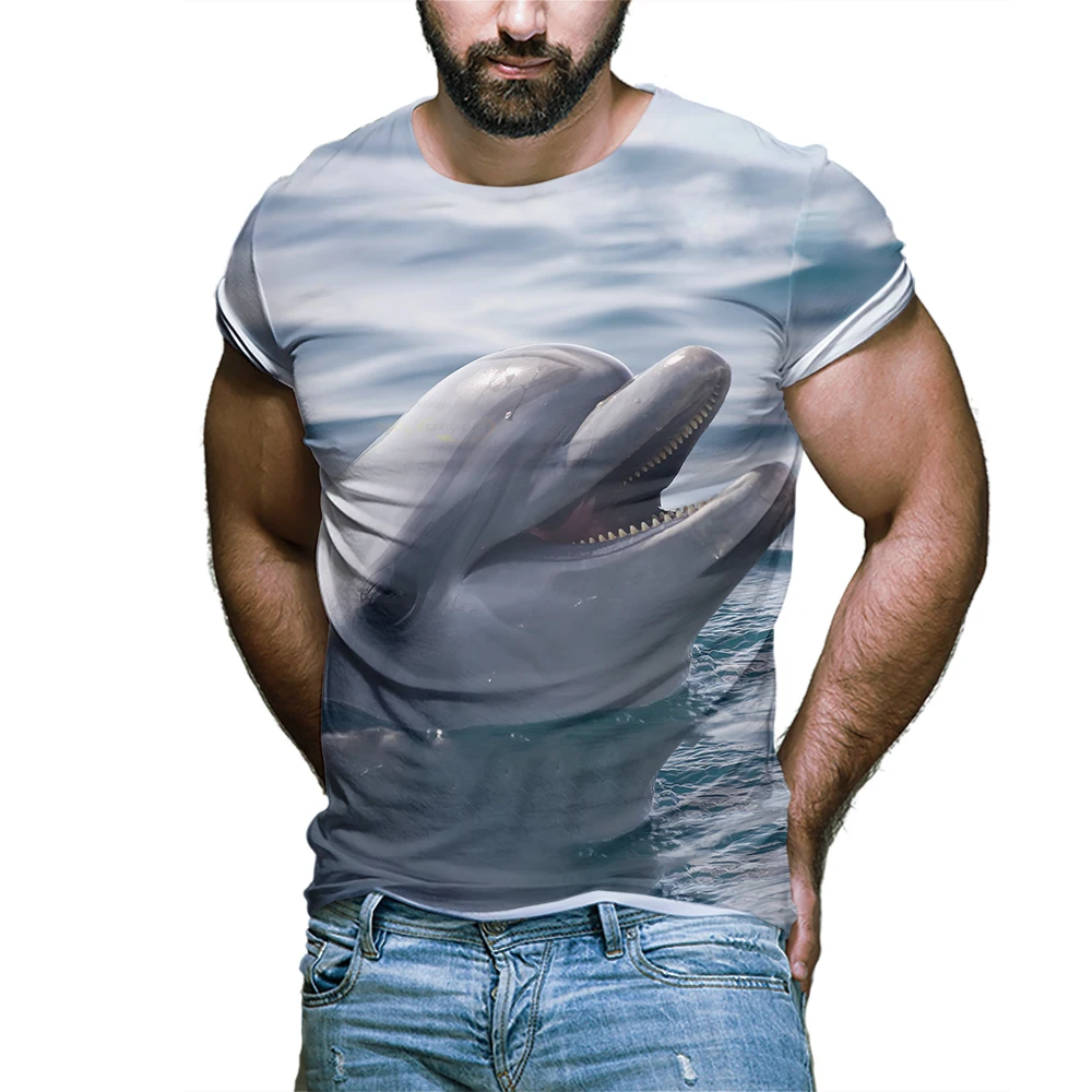 

Summer 3D Printing Animal Dolphin Graphic Tee Streetwear Harajuku Male T-shirt Fashion Women's T-shirts Unisex Kids Short-Sleeve