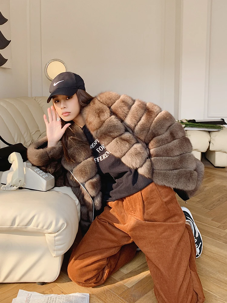 Fangtai 2023 New Natural Real Fox Fur Coat Women Free Shipping on Short Whole Leather Winter Warm Luxury Special Offer Jacket