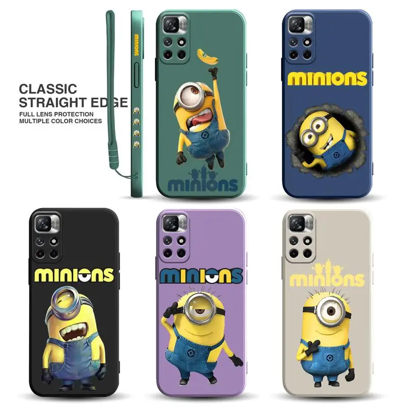 

Candy Phone Case For Redmi Note 11 10 9 8 7 10T 9T 9S Pro 10 10C 9 9C 9A K40 Gaming Square Liquid Shell The Minions-Movie