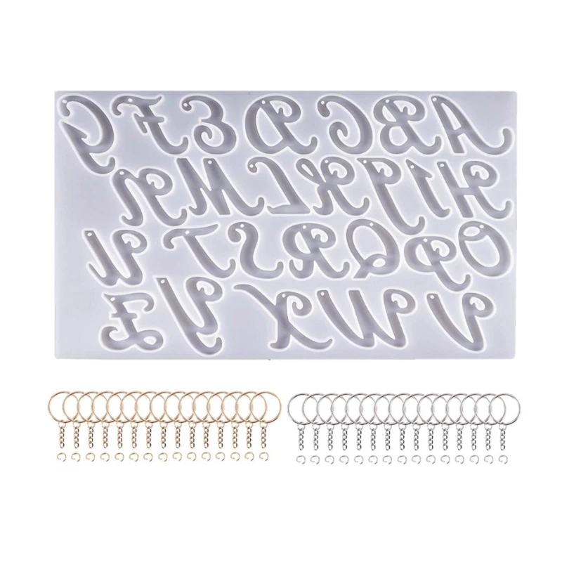 

Форма для брелка с перевернутым алфавитом, комплект форм из смолы, формы для ключей с буквами, прыгающие кольца