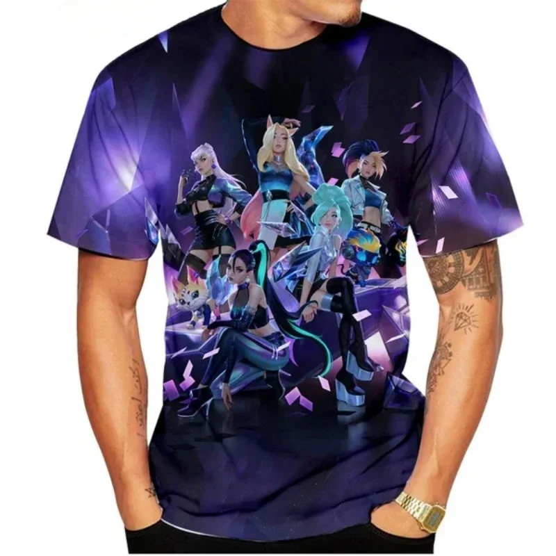 Модная повседневная мужская футболка с 3D принтом League of Legends KDA Футболка в стиле