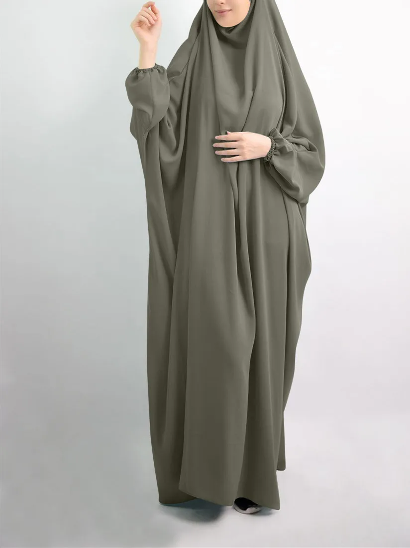

Ramadan Eid Hooded Abaya Silk Velvet Jilbab Long Khimar Hijab Dress Muslim Prayer Garment Women Full Cover Abayas Islam Niqab