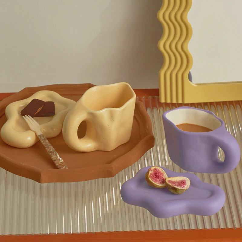 

Керамическая кружка Floriddle с блюдцем, кофейные чашки и блюдца, домашняя и офисная чайная чашка, кофейные чашки, Корейская кружка, керамическая тарелка