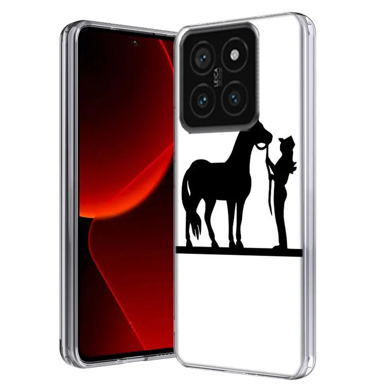 Прозрачный чехол для телефона Black Shadow Horse Xiaom Mi 12 12T 11T 10T 9T 13 11 10 9 8 Lite CC9 CC9E Pro 6X 5X A1 A2 A3