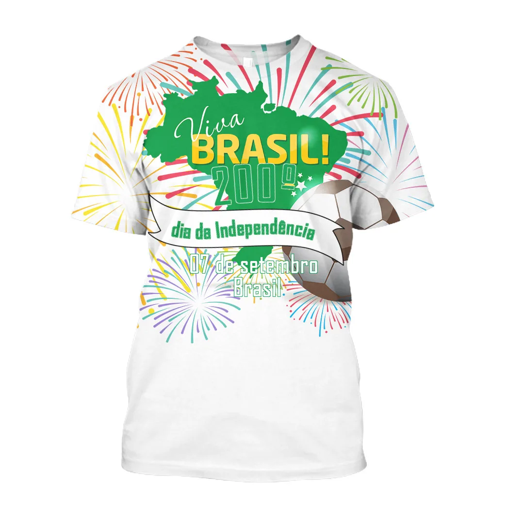 

Jumeast Brasil Flag 3D Graphic T Shirts 200th Independence Day Printed T Shirt Fireworks September 7 Football Oversized Clothes