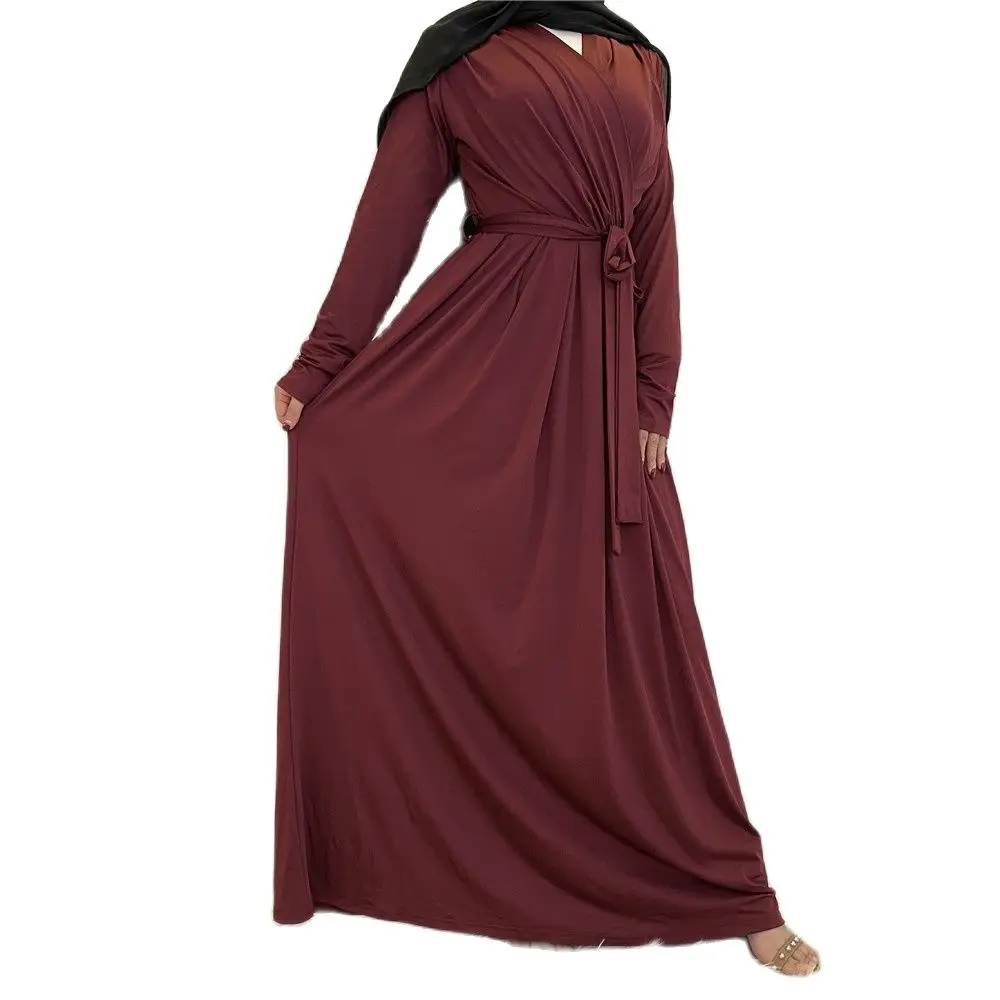 Traditional Muslim Clothing Accessories Hot Sale New Fashion Simple Women Solid Color Muslim Dress Vestido Mujer Mosleman Cm281