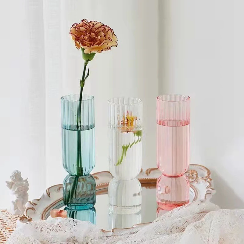 

1 шт., Скандинавская стеклянная ваза, маленькие стеклянные вазы, Цветочная композиция, аксессуары для украшения дома, современное стеклянное украшение для гостиной