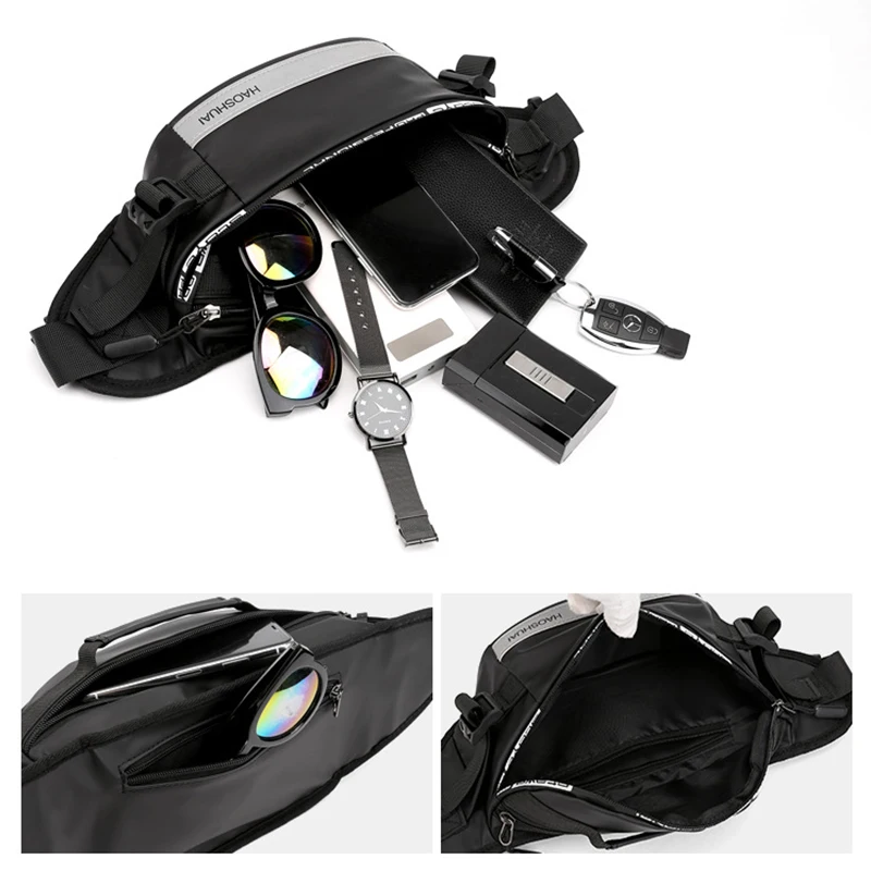 Brilljoy Men Travel Belt Bag Unisex Fashion Reflective Run Fanny Pack Cell Phone Storage Shoulder Outdoor Anti-Theft Waist Bags