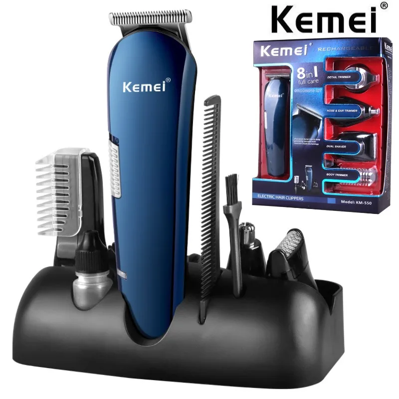 

Kemei 5 In 1 Hair Clipper KM-550 Haircut Electric Shaver Nose Hair Trimming Multifunctional Men's Care Body Hair Remover Machine