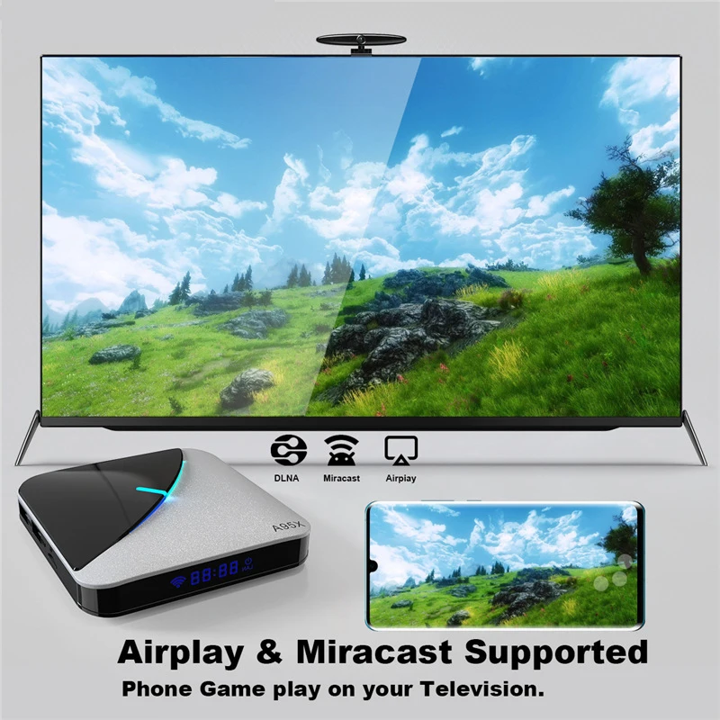 ТВ-приставка Woopker Amlogic S905X3 A95X F3 AIR Android 9 0 RGB-подсветка 4 + 64 ГБ двойной Wi-Fi 4K |