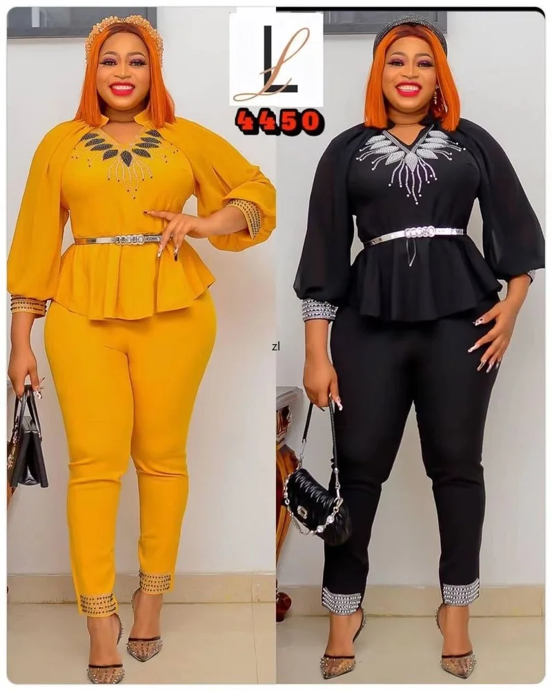 

Two Piece Sets African Dashiki Women Tops And Skinny Pants Matching Sets Fashion Solid Color Tracksuit Africa Women Sets