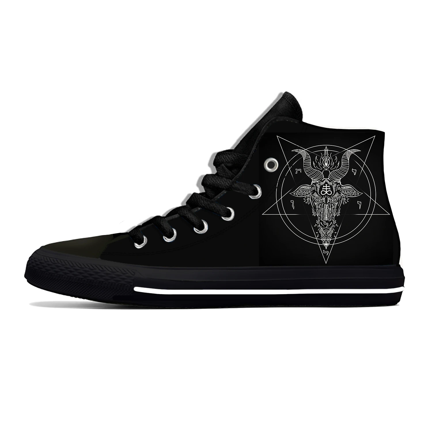 

Hot Pentagram Gothic Demon Satan Satanic Baphomet Casual Shoes High Top Breathable Men Women Sneakers Lightweight Board Shoes
