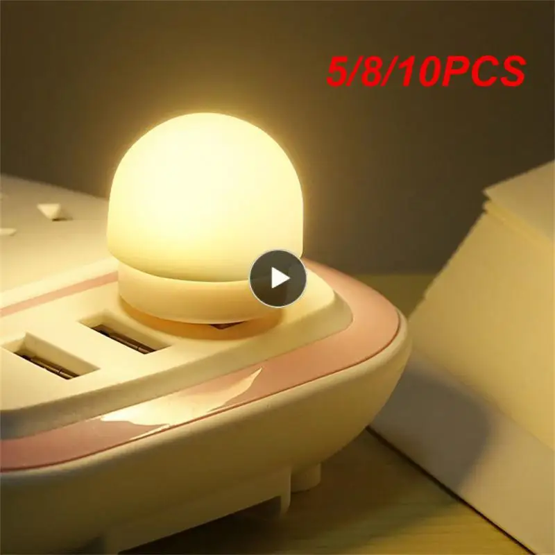 

5/8/10PCS 6500k White Light Small Round Reading Light Energy Saving Usb Small Led Night Lamps Long Endurance Soft Light