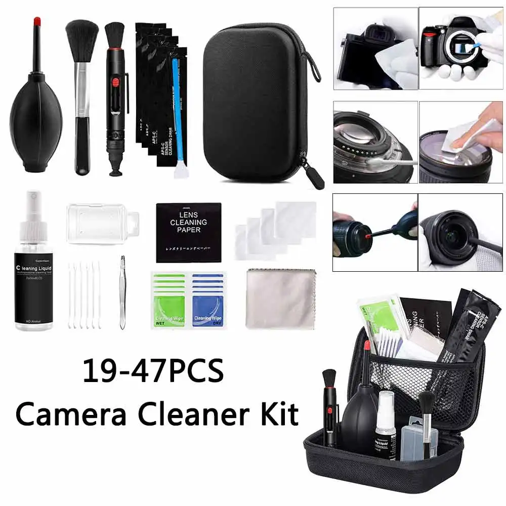 

19-47PCS Camera Cleaner Kit DSLR Lens Digital Camera Sensor Cleaning Kit for Sony Fujifilm Nikon Canon SLR DV Cameras Clean Set