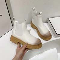 2022 new arrive chelsea boots women genuine leather shoes stretch slip on fashion cool fashion boots women black women shoes