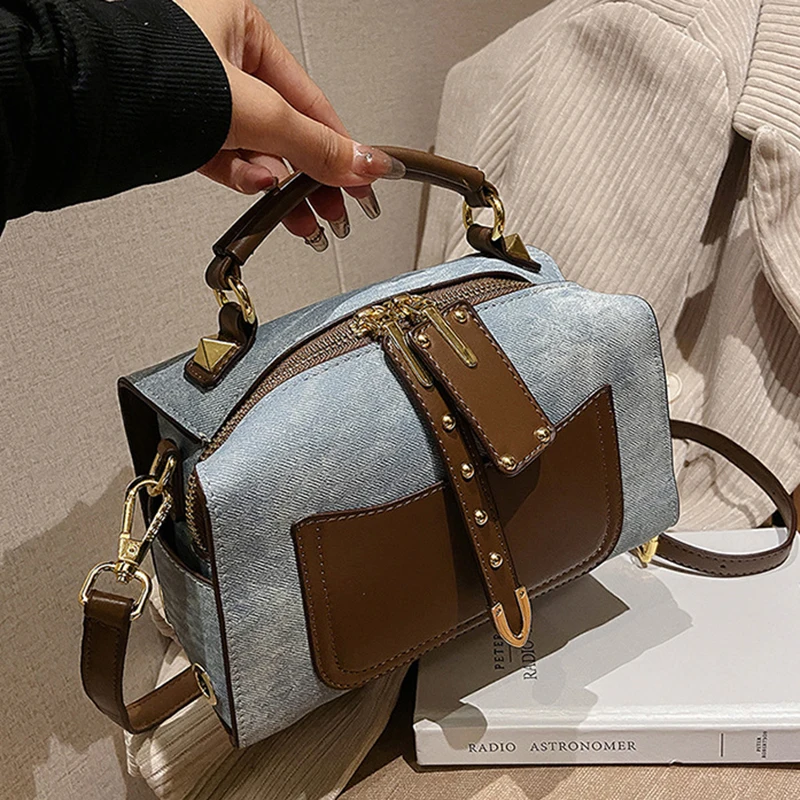 

Модная контрастная портативная женская сумка на одно плечо, женская сумка на осень и зиму 2023, сумки с диагональными перекрестными подушками