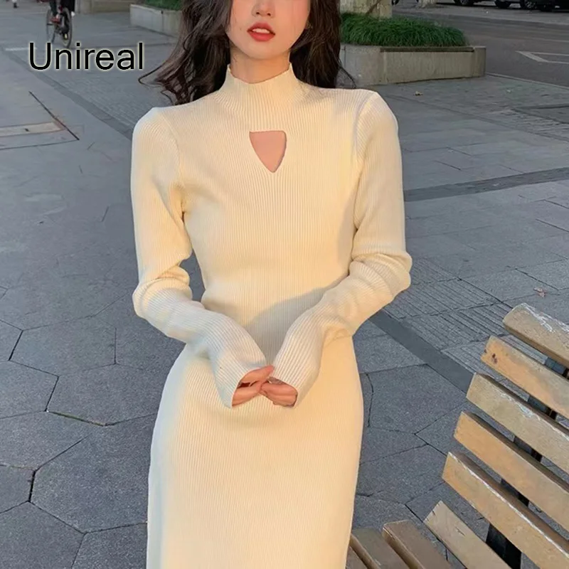 

Женское трикотажное платье-свитер Ordifree, теплое эластичное облегающее базовое платье с длинным рукавом, осень 2022