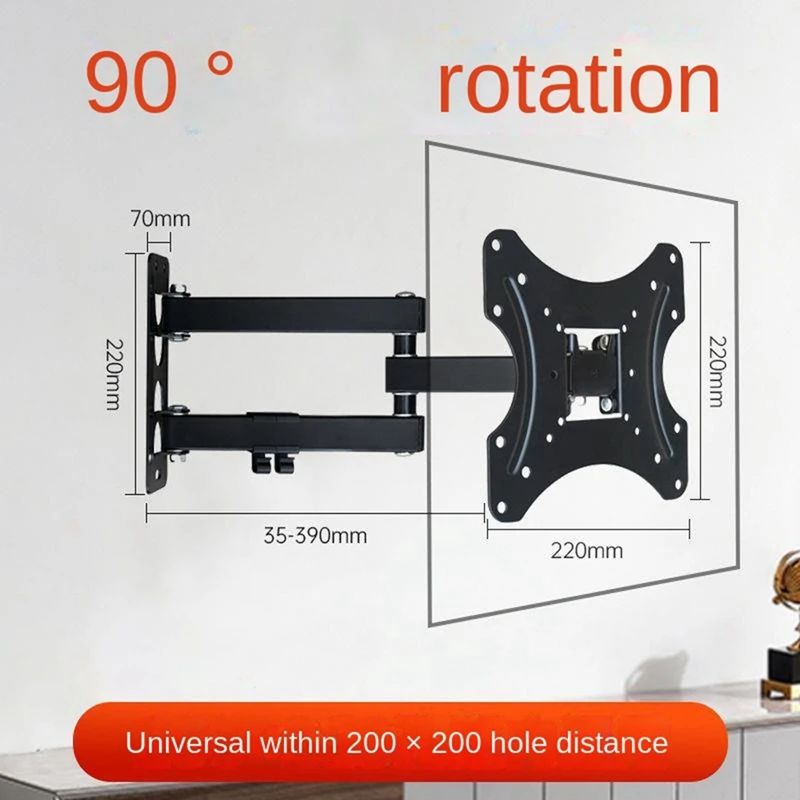 

1 Piece Full Motion Wall Mount TV Bracket Support Load Up To 60Kg 200X200mm For 14-32Inch LCD LED Screen