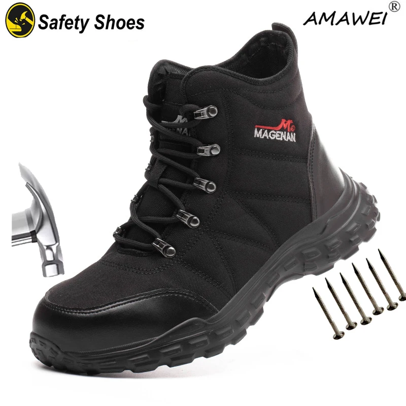 

AMAWEI Indestructible Ryder Shoes Men and Women Steel Toe Safety Cotton Boots Puncture-Proof Work Sneakers Breathable Shoes