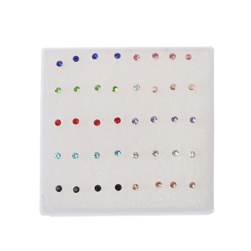 20 Pairs Nose Lip Stud Faux for rhinestone Ear Studs Jewelry Earrings Gift for G images - 6