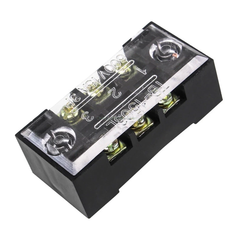 

10Pcs Dual Row 3 Position Screw Terminal Block Strip 600V 15A w Cover TB-1503