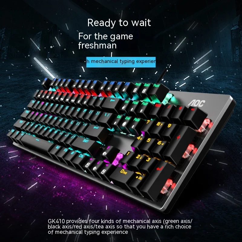 

Aoc Mechanical Keyboard Gk410 Ergonomic Design Four Color Axis Bodies Esports Full Key Non Impact Gaming Desktop Laptop Keyboard